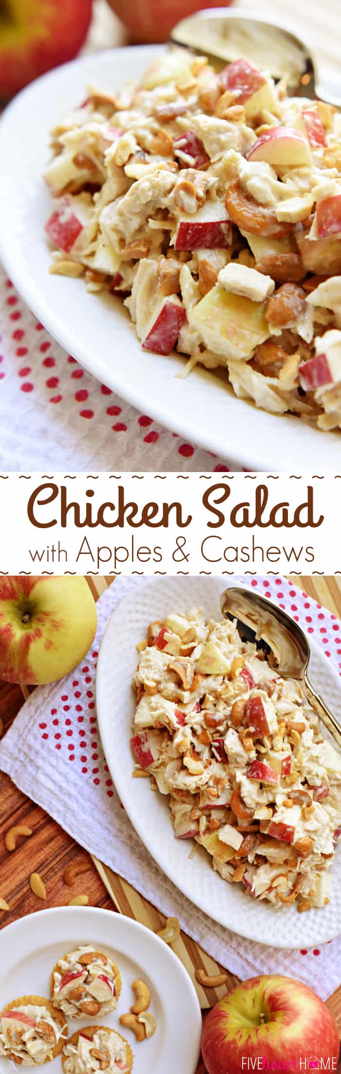 Chicken Salad with Apples and Cashews ~ a honey-kissed autumn spin on classic Sonoma Chicken Salad | FiveHeartHome.com via @fivehearthome