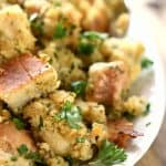 Cornbread Stuffing with Garlic and Herbs.