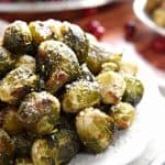 Roasted Brussels Sprouts with Parmesan ~ roasting with simple seasonings boosts the flavor and brings out the sweetness of Brussels sprouts in this healthy side dish | FiveHeartHome.com