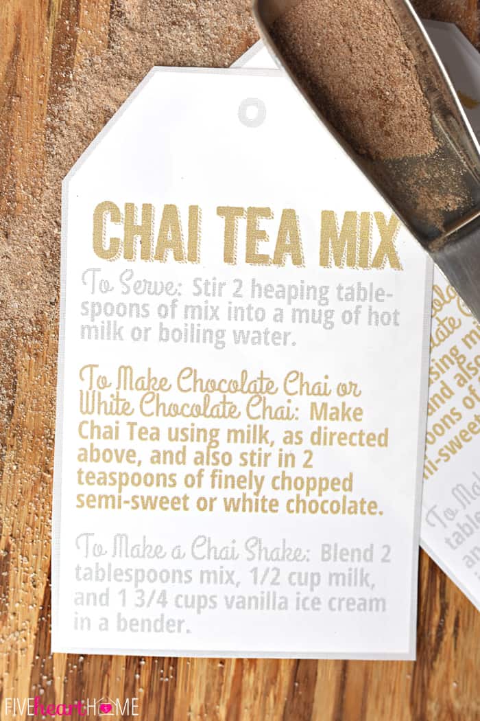 Printable Label with Instructions on a Perfect Cup of Chai 