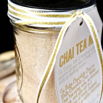 Chai Tea Mix ~ a unique homemade food gift for those who love Chai Tea; use the mix to whip up everything from lattes to milkshakes, and include the free printable gift tags with directions for gift giving! | FiveHeartHome.com
