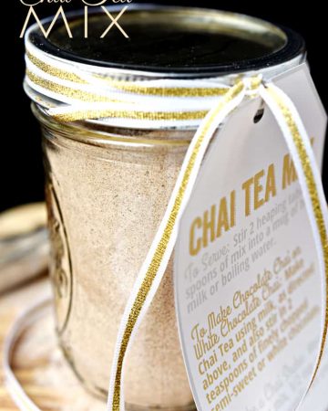 Chai Tea Mix ~ a unique homemade food gift for those who love Chai Tea; use the mix to whip up everything from lattes to milkshakes, and include the free printable gift tags with directions for gift giving! | FiveHeartHome.com