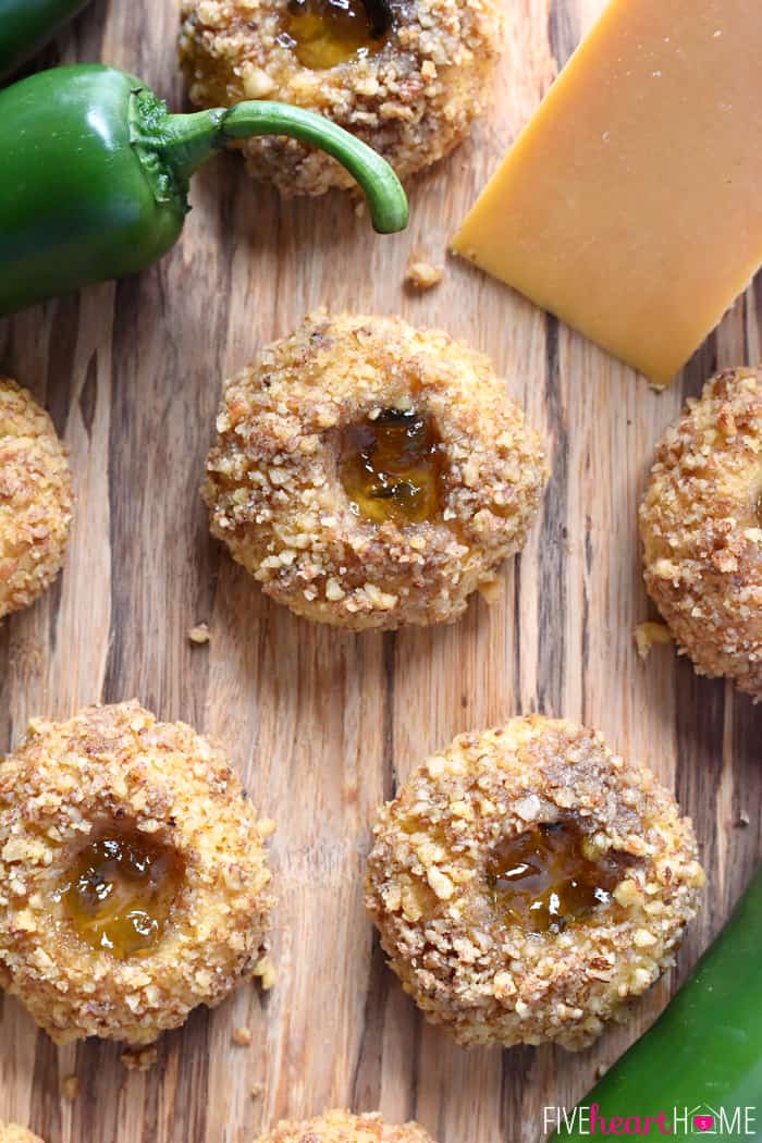 Aerial view of Savory Thumbprint Cookies.