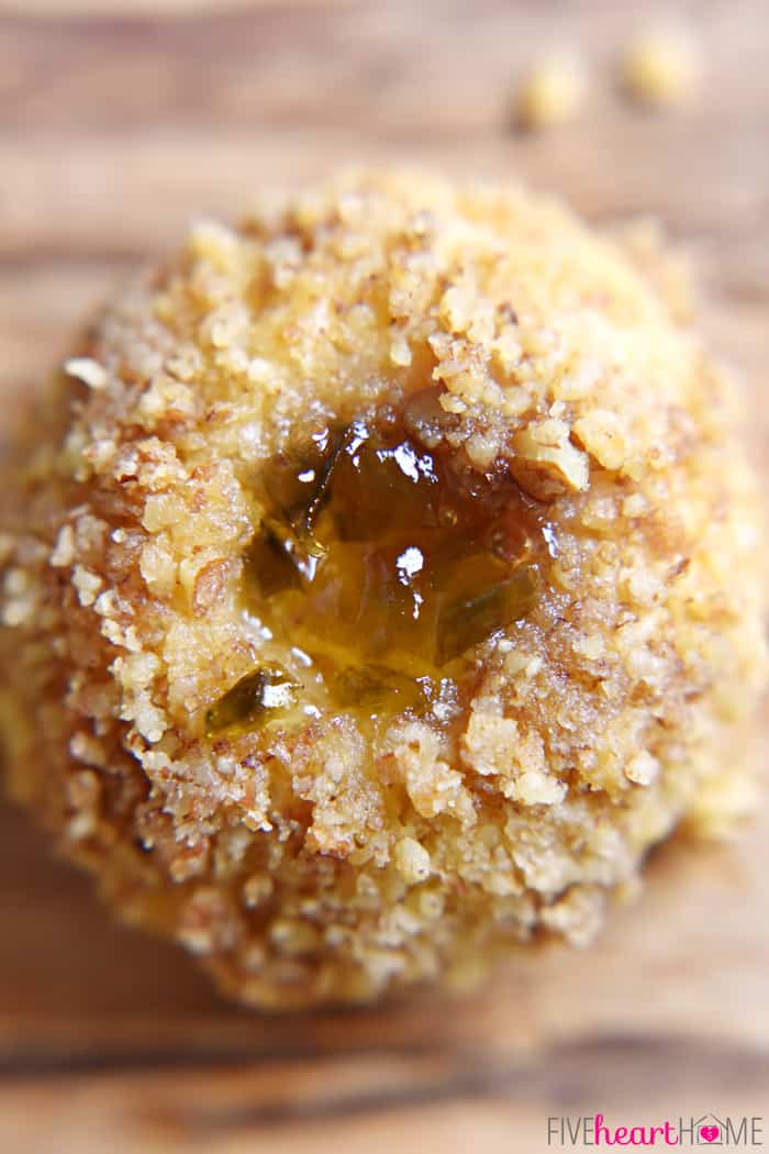 Close-up of Savory Thumbprint Cookie recipe.