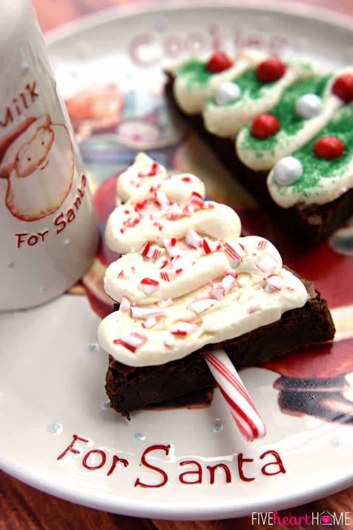 Christmas Tree Brownie on a plate for Santa.