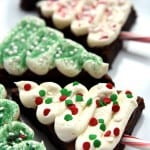 Christmas Tree Brownies on a plate.