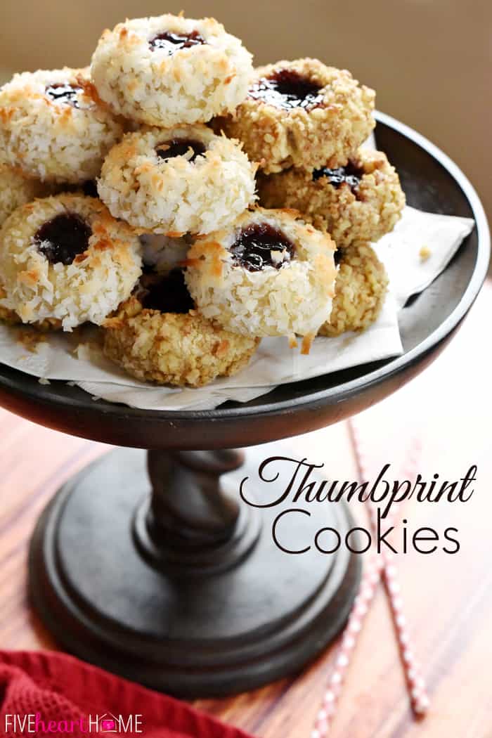 Jam Thumbprint Cookies with text overlay.