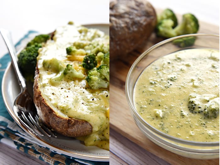 Broccoli Cheese Sauce for Baked Potatoes ~ this all-natural cheese sauce is quick and easy to make, featuring real cheddar instead of processed cheese | FiveHeartHome.com