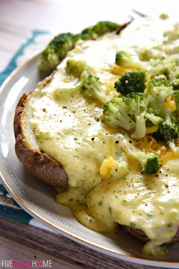 Atop a Open-Faced Potato with Steamed Broccoli Florets to Garnish 