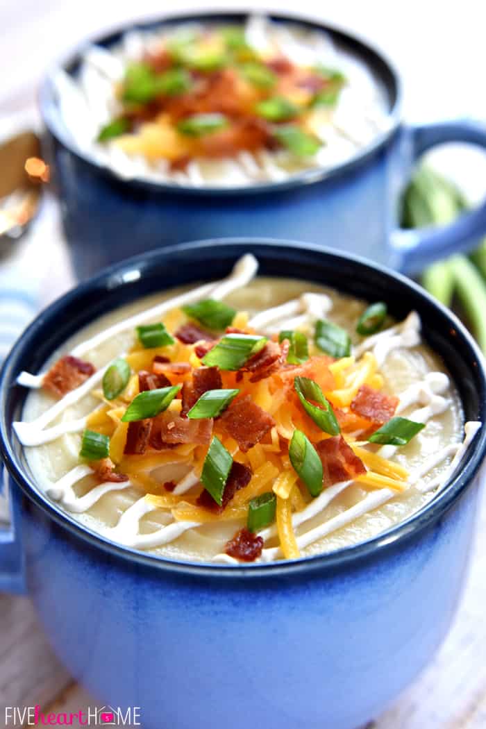 The Best Slow Cooker Loaded Baked Potato Soup • Fivehearthome