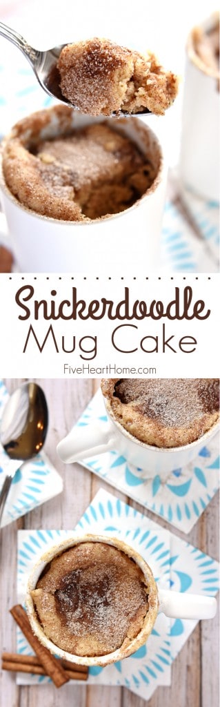 Snickerdoodle Mug Cake collage with text