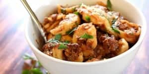 Beefy Cheesy Tortellini Bake