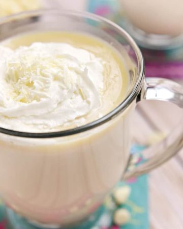Cookie Butter White Hot Chocolate ~ Biscoff Spread and melted white chocolate make for a sweet, creamy, decadent, and warming drink | FiveHeartHome.com