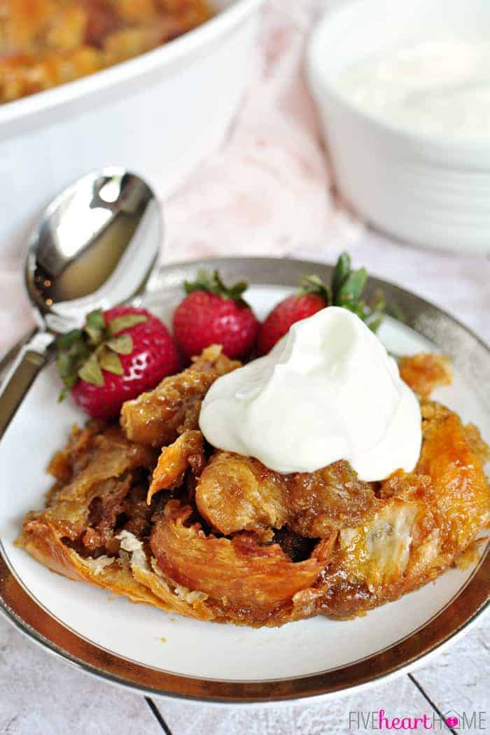 Caramel Croissant Bread Pudding Fivehearthome