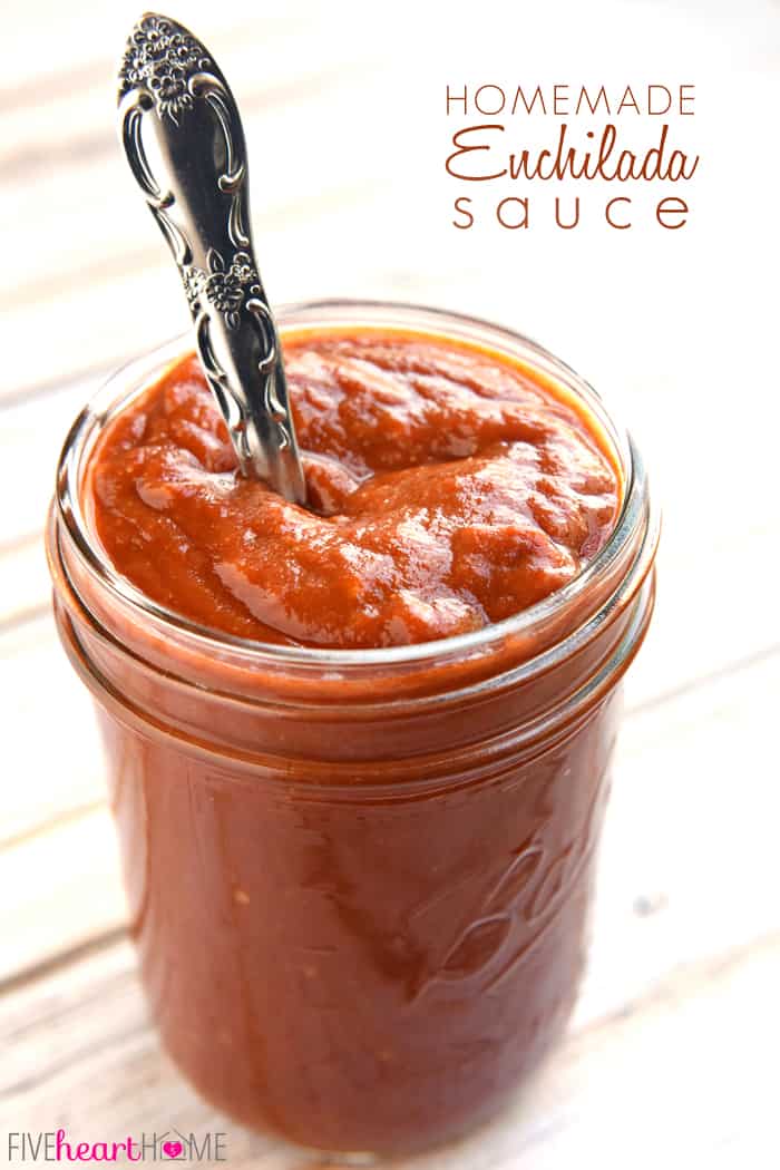 Homemade Enchilada Sauce with text overlay.