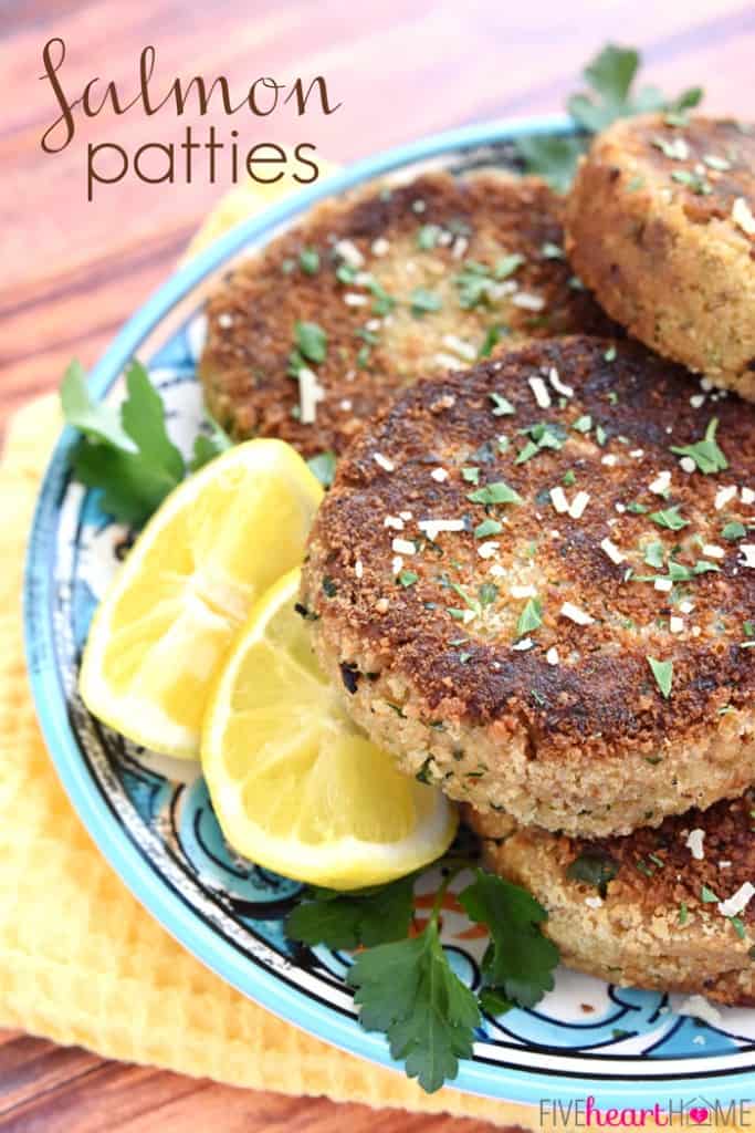 Salmon Patties with text overlay.