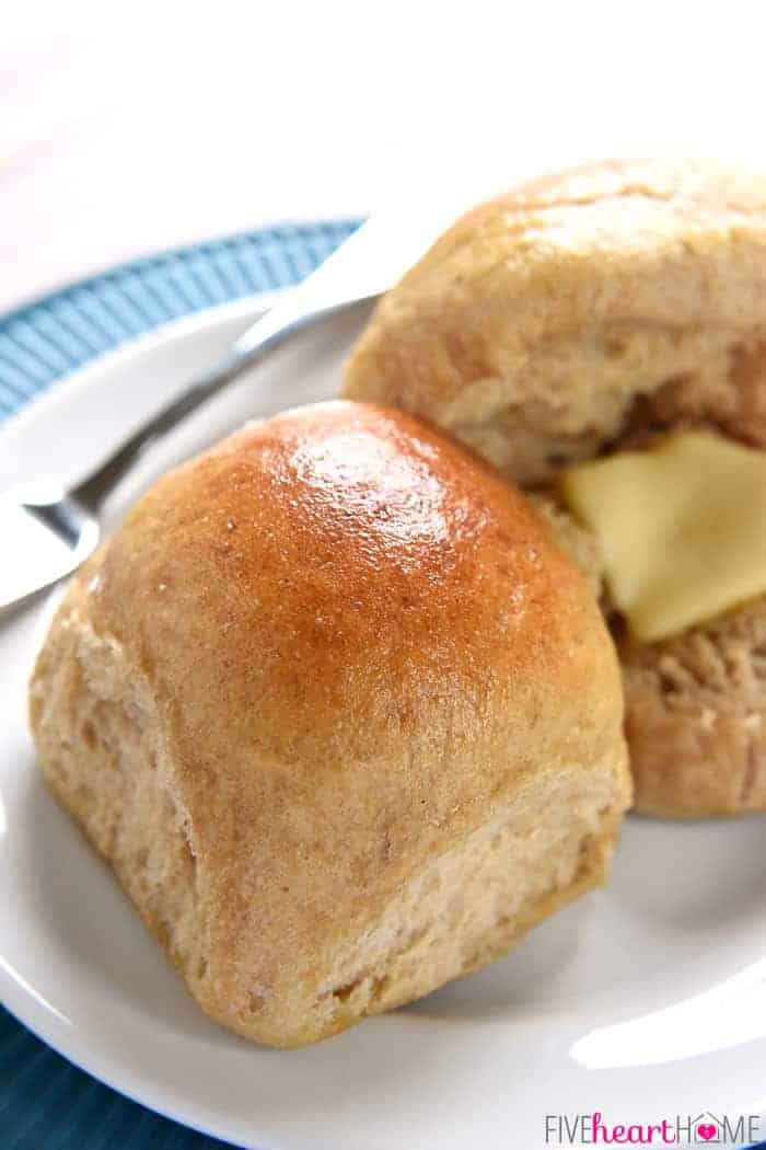 Homemade Whole Wheat Dinner Rolls.