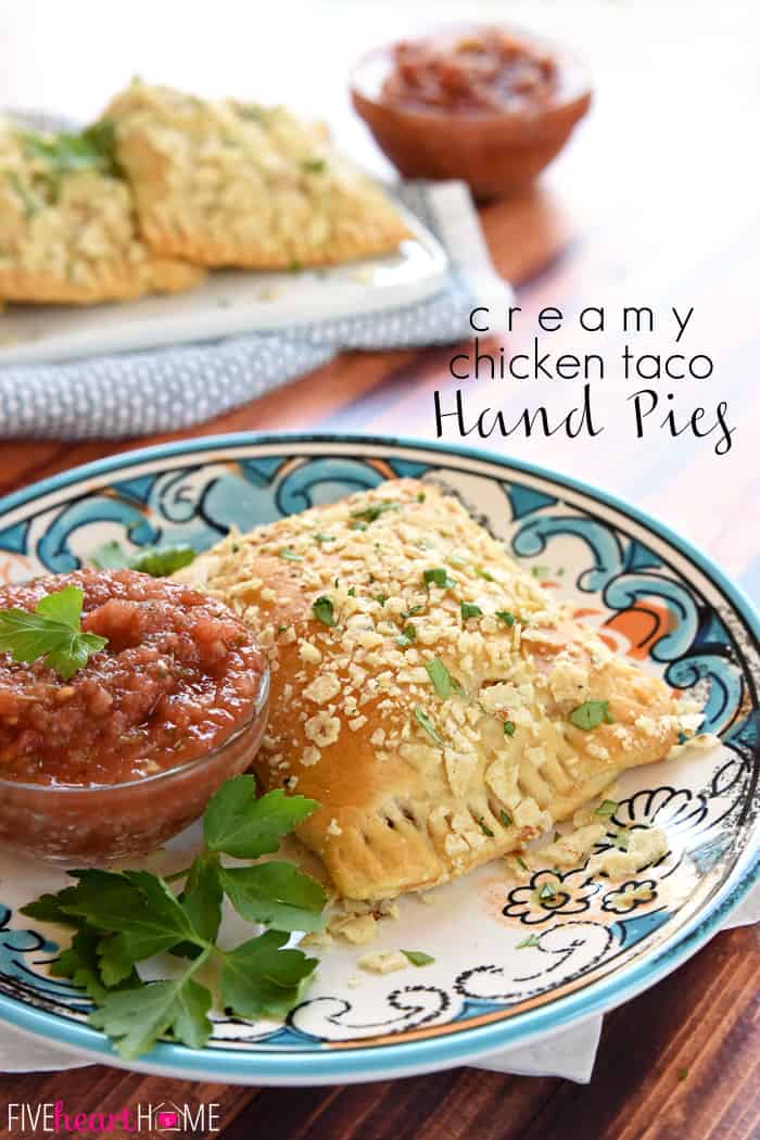 Creamy Chicken Taco Hand Pies with text overlay.