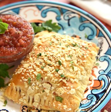 Creamy Chicken Taco Hand Pie on a plate