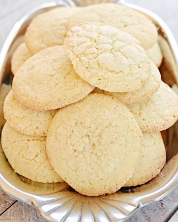 Soft Sugar Cookies on a pewter platter.