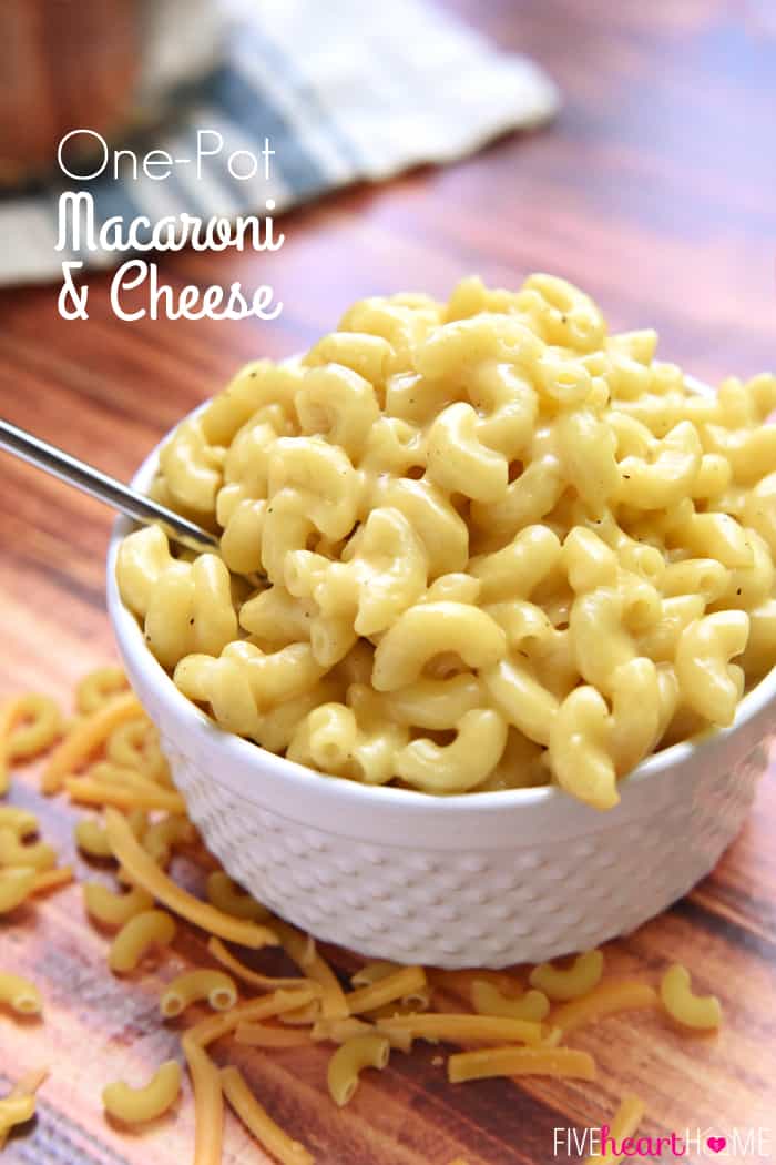 One Pot Mac and Cheese with text overlay