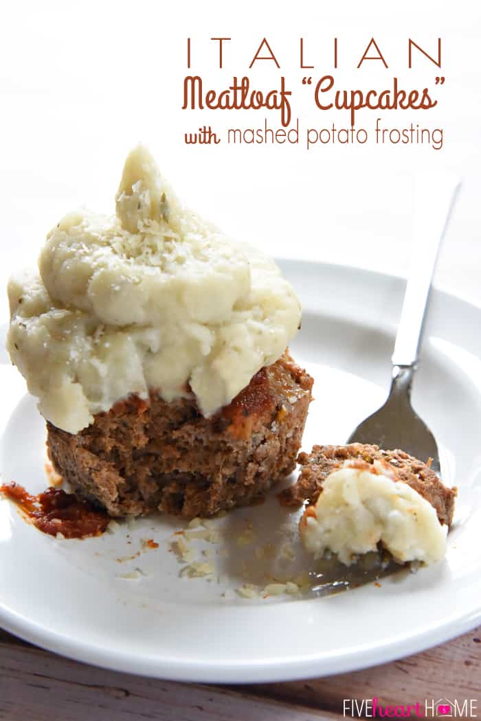 Italian Meatloaf “Cupcakes” with Mashed Potato Frosting