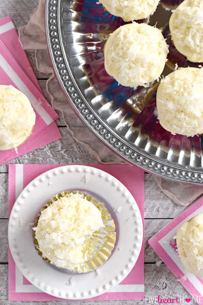 Aerial view of Coconut Cupcakes.