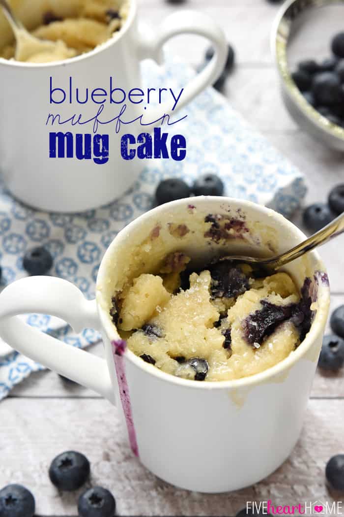 Blueberry Muffin Mug Cake with text overlay.