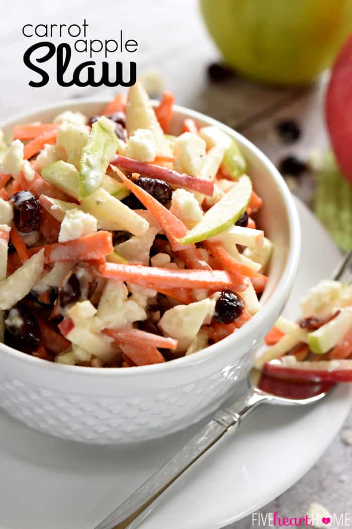 Carrot Apple Slaw with text overlay.