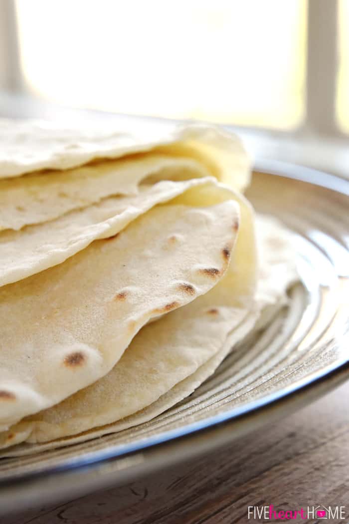 Close-up of how to make flour tortillas.