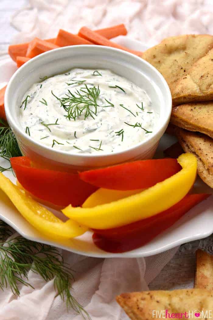 Dreamy Dill Dip with Baked Pita Wedges