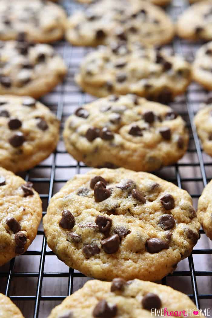 One-Bowl Whole Wheat Chocolate Chip Cookies on Wire Cooling Rack 