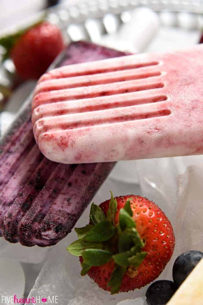 Close-up of yogurt popsicles.