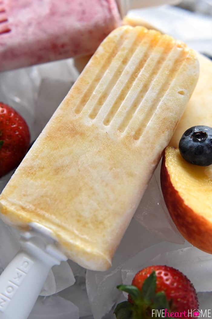 Close-up of peach Yogurt Popsicle.