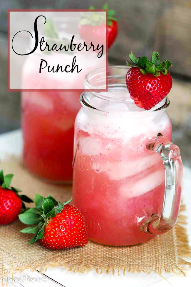 Strawberry Punch ~ a simple, refreshing drink featuring fresh strawberries and pineapple juice for the perfect, all-natural beverage to quench your summertime thirst! | FiveHeartHome.com via @fivehearthome