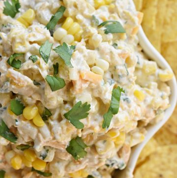 Aerial view of bowl of Corn Dip.