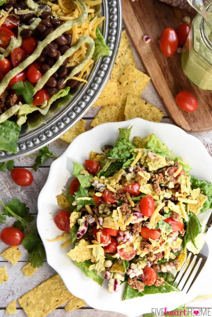 Ultimate Taco Salad with Avocado Ranch Dressing • FIVEheartHOME