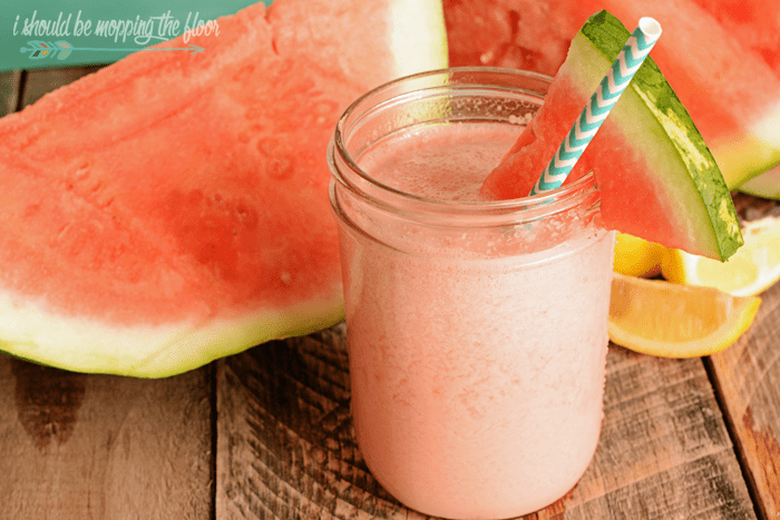 Watermelon Smoothie ~ a fruity, refreshing summer drink recipe! | IShouldBeMoppingTheFloor.com for FiveHeartHome.com
