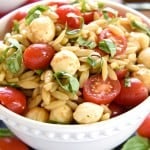 Caprese Orzo Salad in a bowl