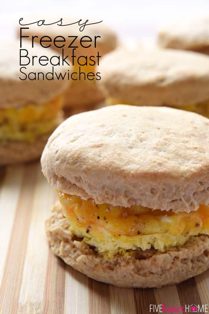 Freezer Breakfast Sandwiches with text overlay.