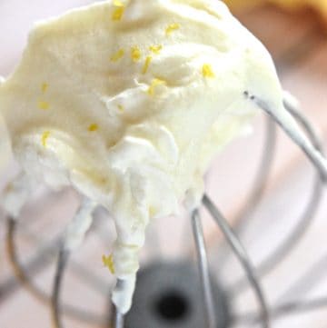 Lemon Whipped Cream on beater.