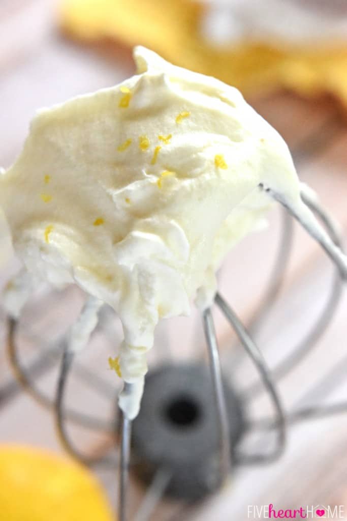 Lemon Whipped Cream on beater.