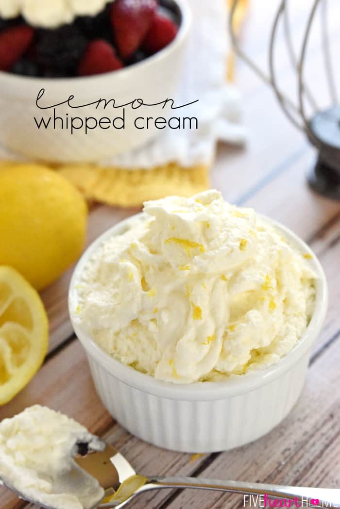 Lemon Whipped Cream with text overlay.