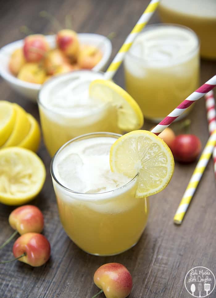Cherry Lemonade ~ make this refreshing drink recipe with fresh red cherries for pink lemonade or Ranier cherries for a lovely shade of yellow! | LMLD.org for FiveHeartHome.com