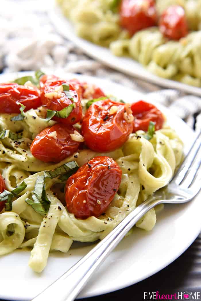 Avocado Fettuccine with Roasted Tomatoes