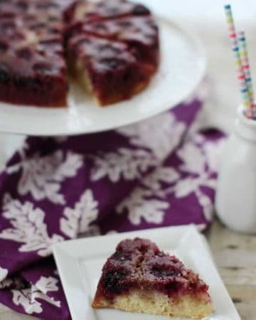 Blackberry Almond Upside-Down Skillet Cake | PintSizedBaker.com for FiveHeartHome.com