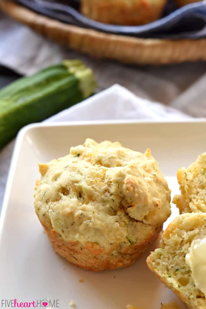 Close-up of Savory Zucchini Muffins on plate.