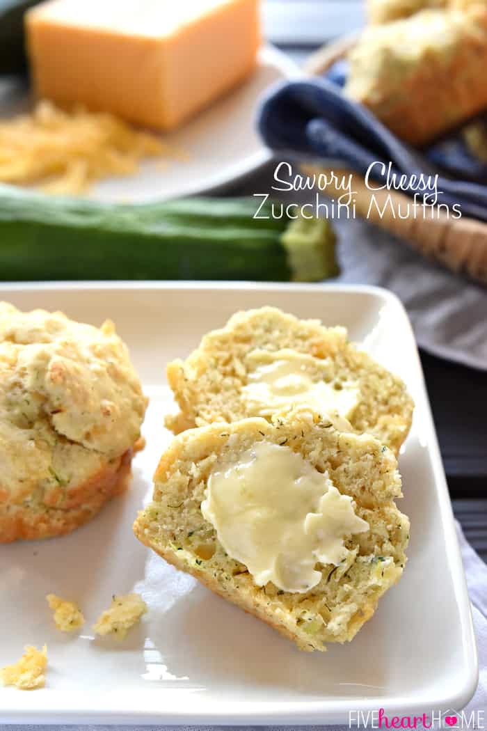 Savory Zucchini Muffins with text overlay.