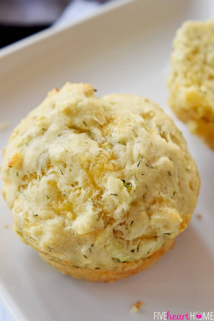 Close-up of Savory Zucchini Muffins on plate.