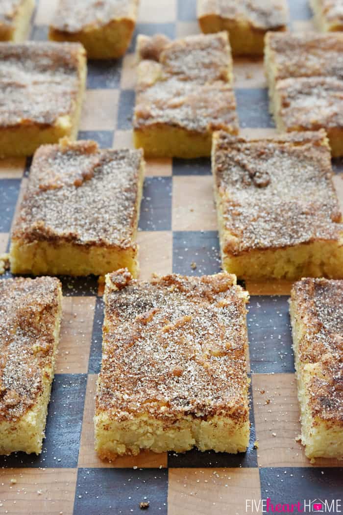 Close-Up of Snickerdoodle Bars Showcasing Sugar and Cinnamon Tops